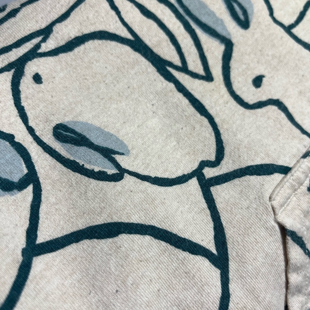 Tea 5T Bunny Owl Fox Nature Patterned Cream and Teal Long Sleeve Cotton Hoodie - Picture 11 of 11